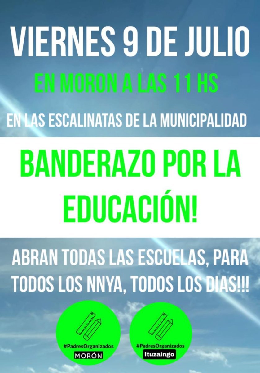 Padres Organizados de Mor&oacute;n realizan este viernes 9 de julio, feriado, a partir de las 11 de ma&ntilde;ana, un 