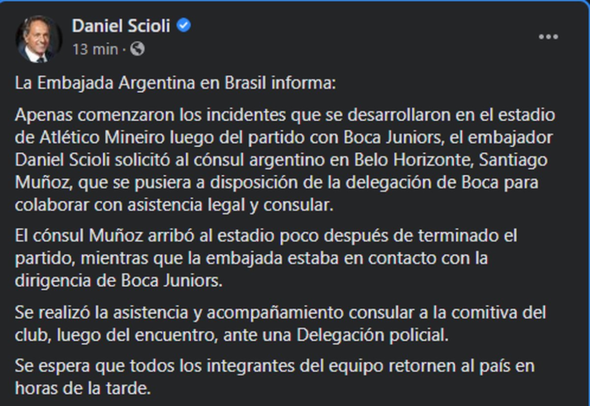 Daniel Scioli inform&oacute; sobre la situaci&oacute;n actual de los jugadores de Boca