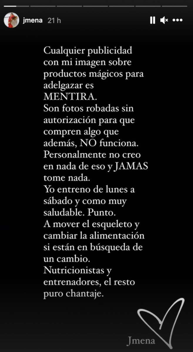Jimena Bar&oacute;n hizo un fuerte descargo a trav&eacute;s de sus stories de Instagram en redes sociales y aclar&oacute; que no funcionan.