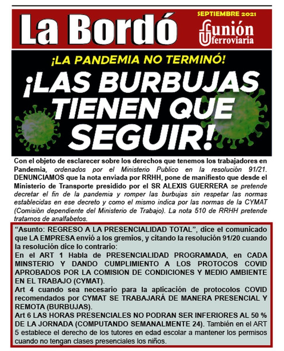 Trabajadores ferroviarios del Tren Sarmiento llevan adelante un reclamo por el respeto de protocolos y aforo en los trenes