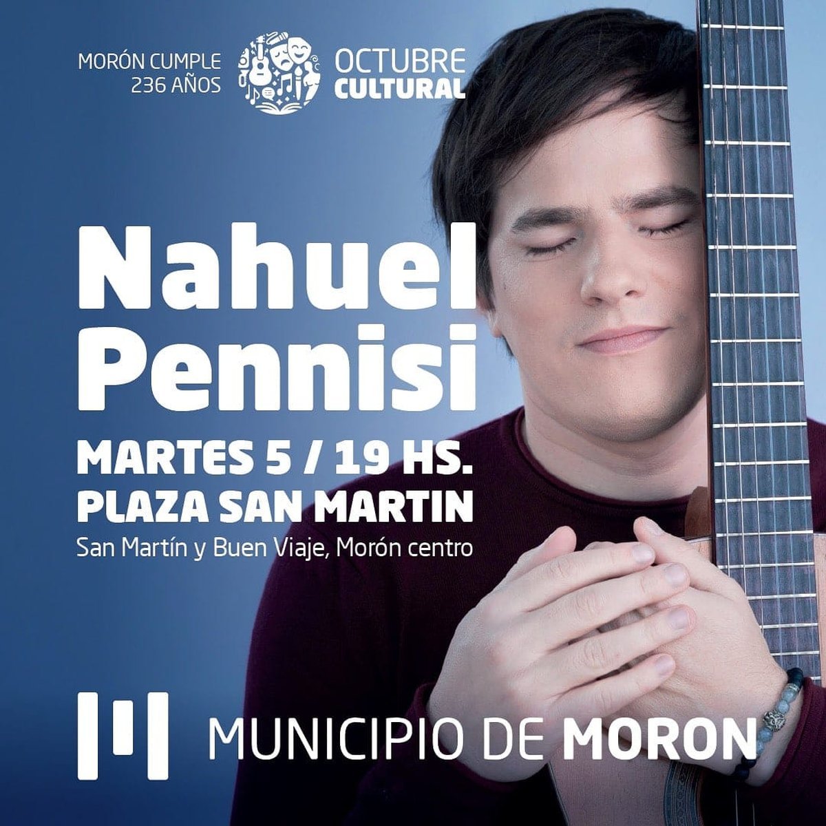 Nahuel Pennisi brindar&aacute; un show de m&uacute;sica por el D&iacute;a de Mor&oacute;n.
