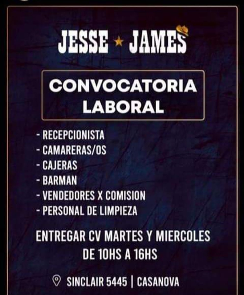 Convocatoria laboral para el hist&oacute;rico boliche de Isidro Casanova