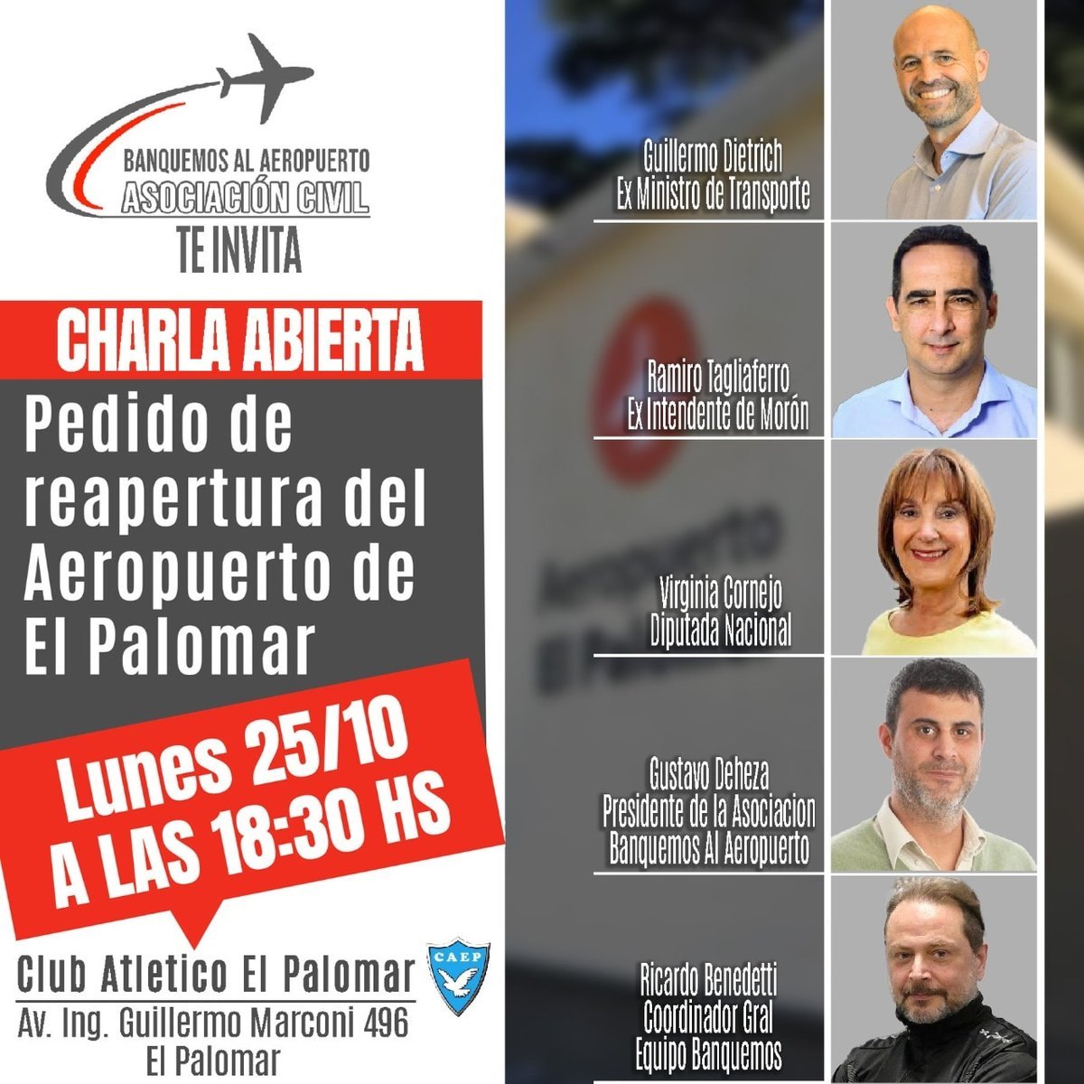 Charla abierta para pedir por la reapertura del Aeropuerto El Palomar