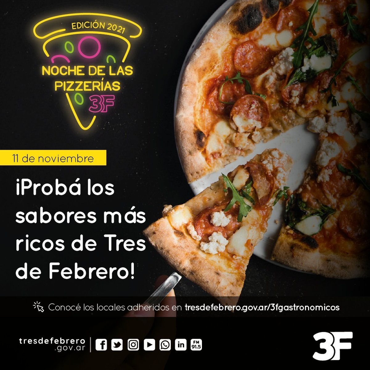 Noche de las Pizzer&iacute;as en Tres de Febrero.