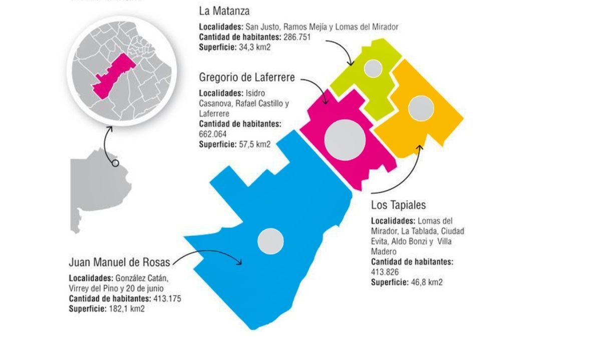 La posible divisi&oacute;n de La Matanza en cuatro partidos independientes con Ramos Mej&iacute;a unido a Villa Luzuriaga y San Justo