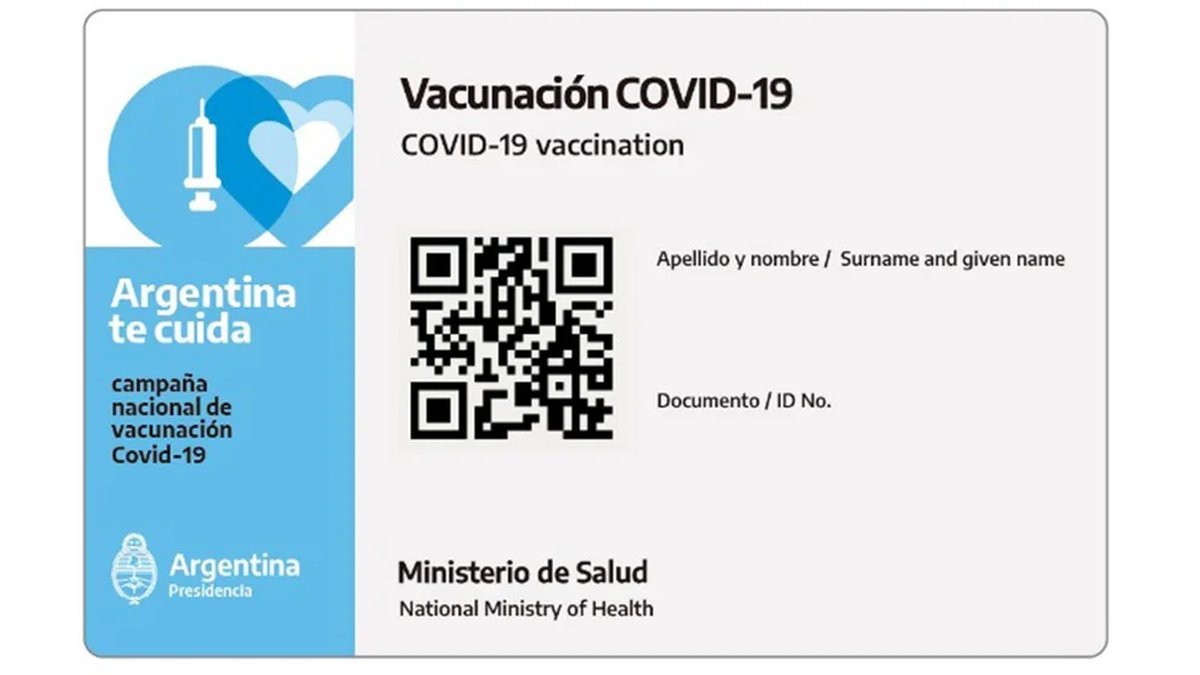 Certificado de vacunaci&oacute;n Covid-19 en Argentina.