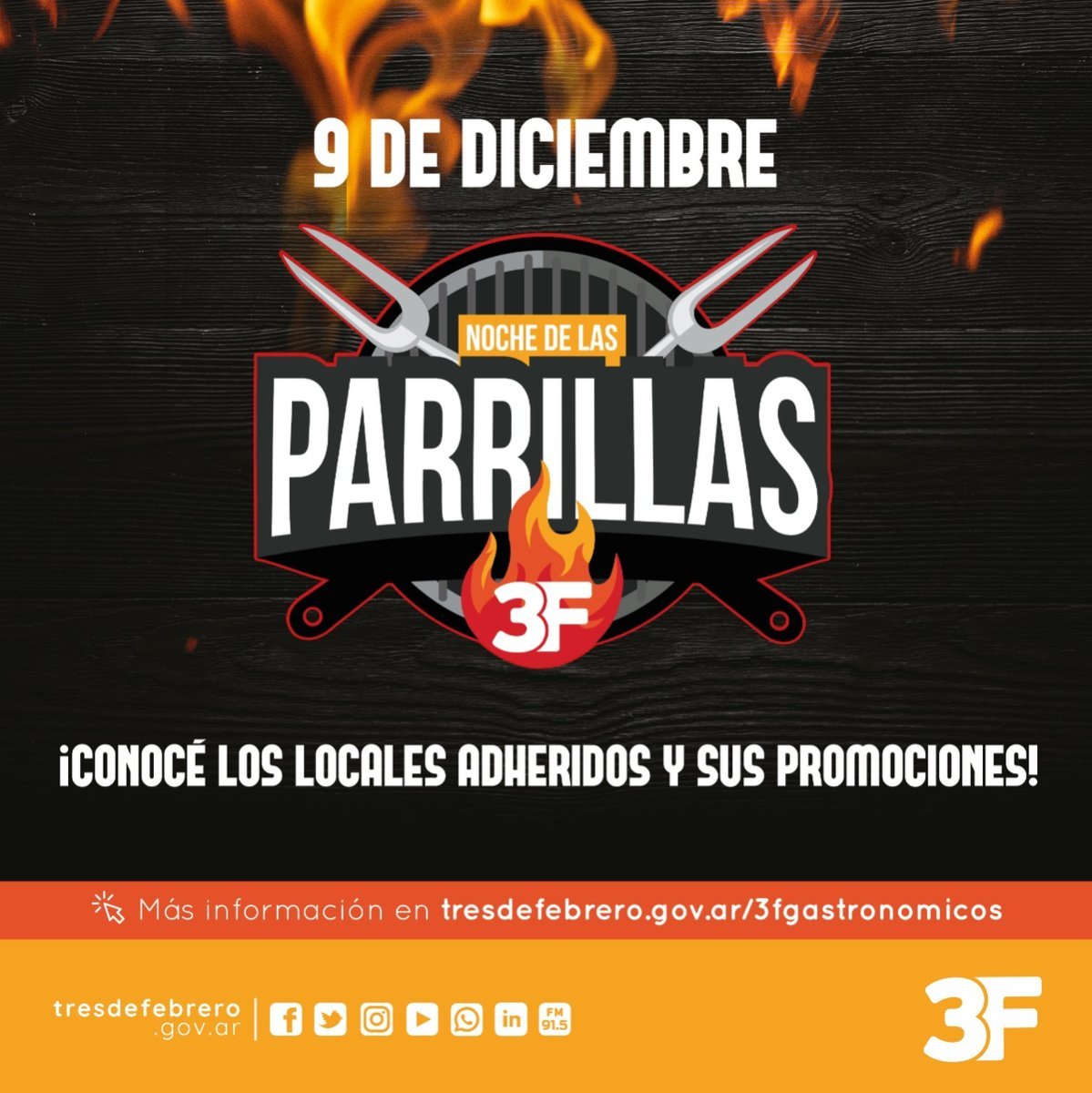 Llega la noche de las parrillas a Tres de Febrero