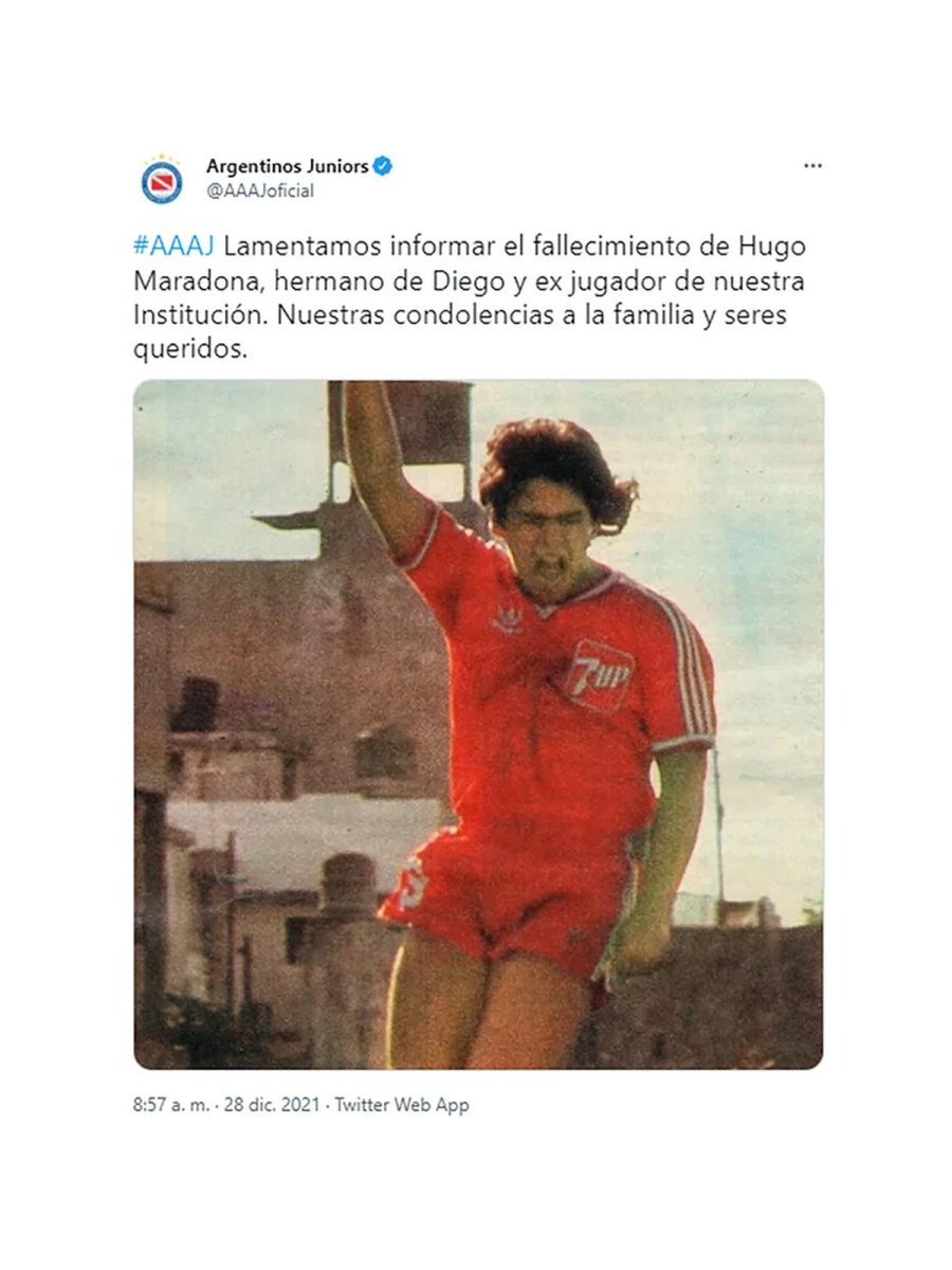 El mundo del f&uacute;tbol despidi&oacute; a Hugo Maradona en las redes sociales