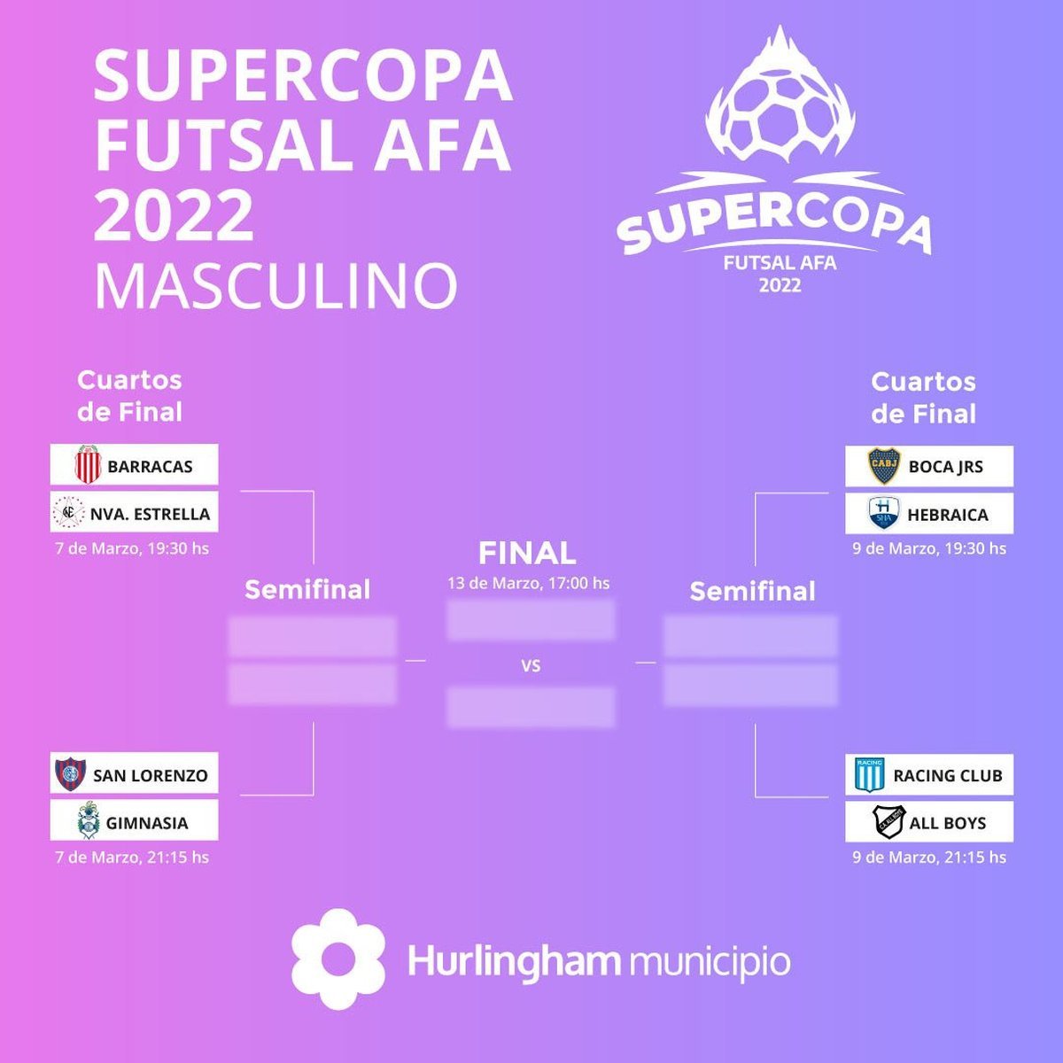 Nueve equipos participaron de la Supercopa de futsal masculina en Hurlingham