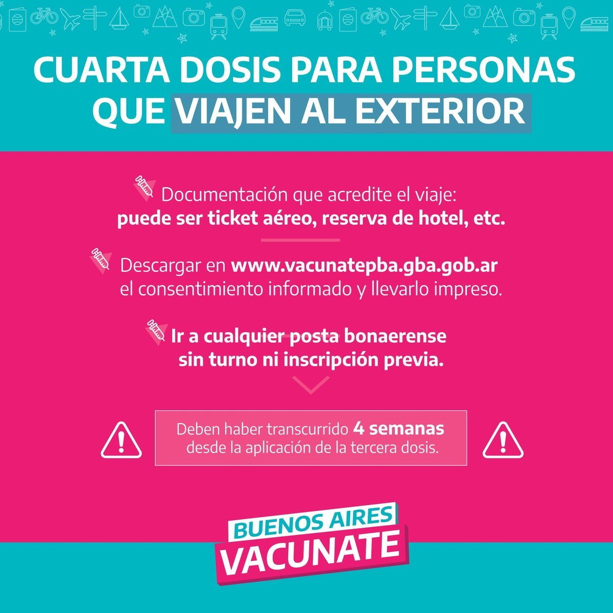 Quienes viajen deben firmar un consentimiento informado para recibir las vacunas
