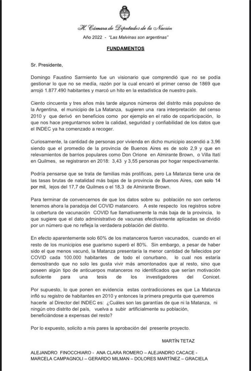 La denuncia es en relaci&oacute;n a las estad&iacute;sticas del Censo 2010 en La Matanza.