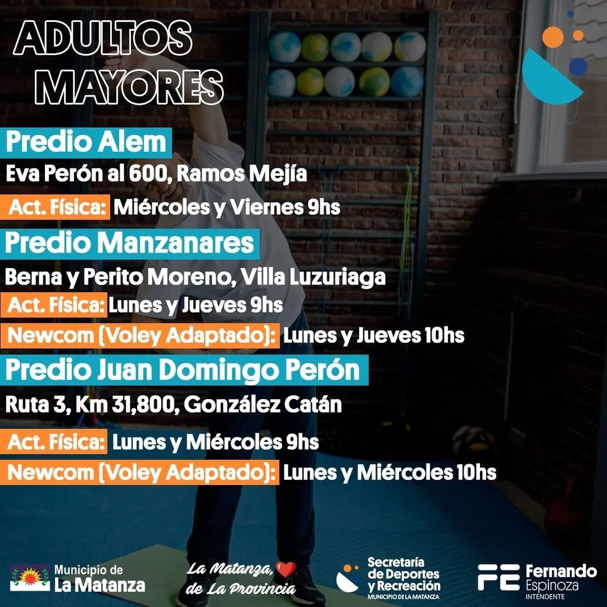 Deportes para adultos mayores en La Matanza.