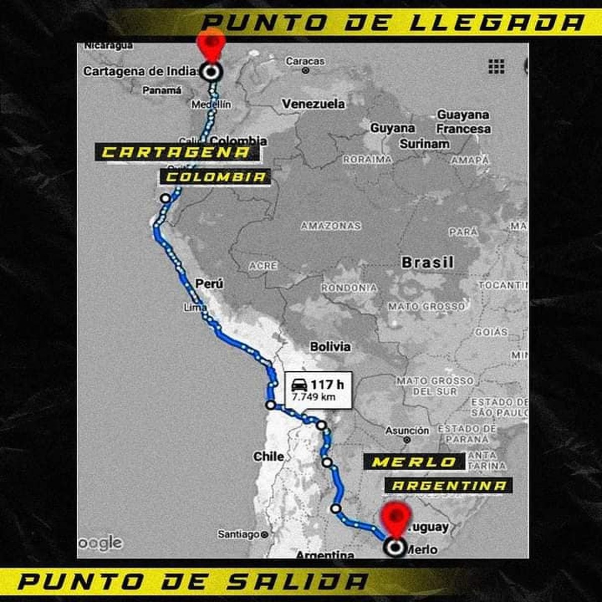 La traves&iacute;a de Lucas Sawyer ser&aacute; desde Merlo, Buenos Aires a Cartagena de Indias en Colombia