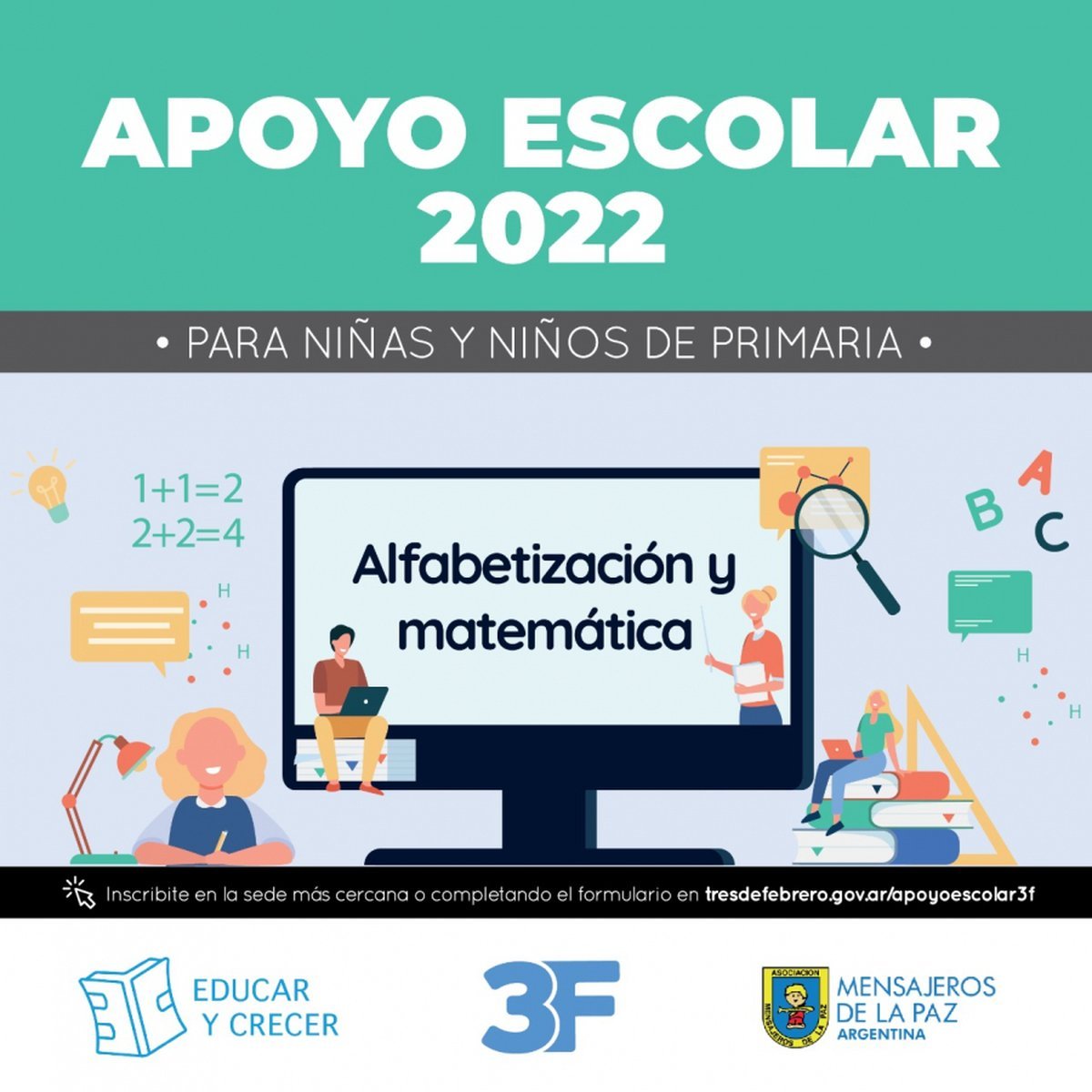 El municipio de Tres de Febrero ofrece apoyo escolar para chicos de primaria