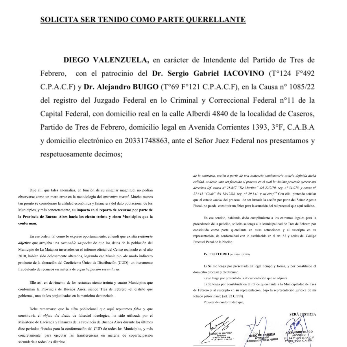 Documento presentado por Diego Valenzuela.