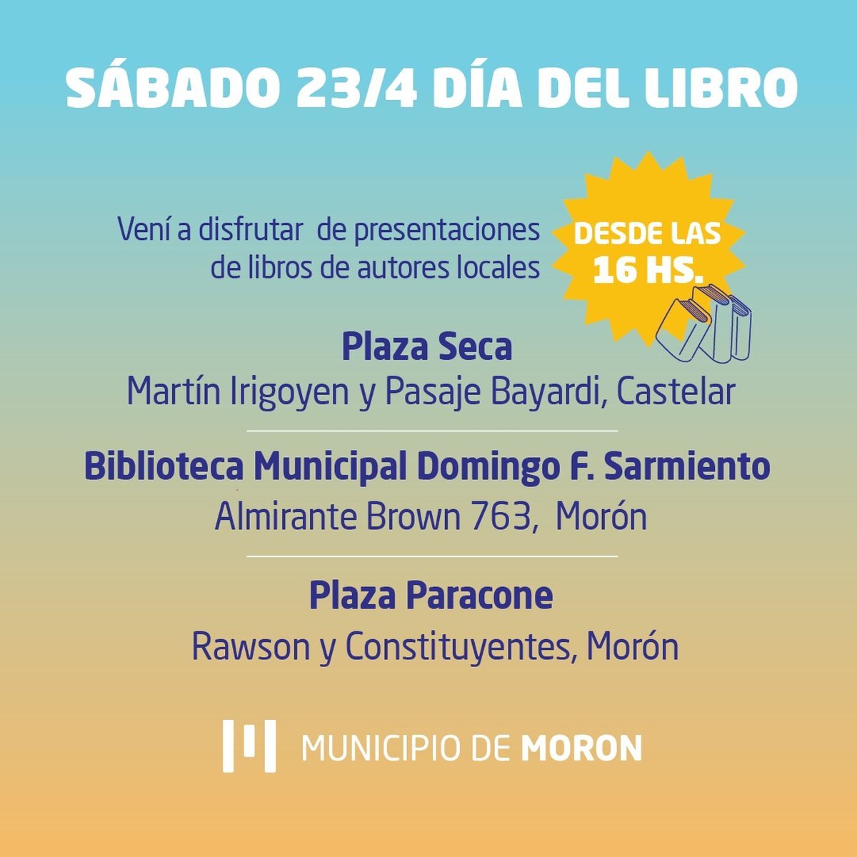 Plaza Seca, Plaza Paracone y la Biblioteca Municipal ser&aacute;n tres puntos claves de encuentro este s&aacute;bado en Mor&oacute;n.