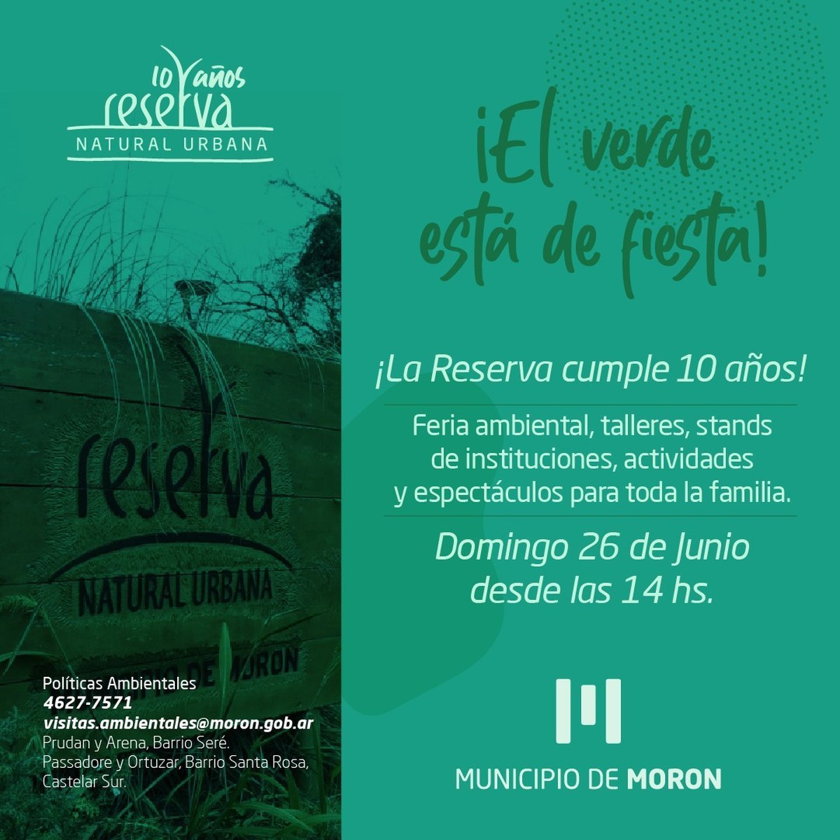 Ubicada en Castelar, la Reserva Natural de Mor&oacute;n cumple 10 a&ntilde;os y habr&aacute; festejo.