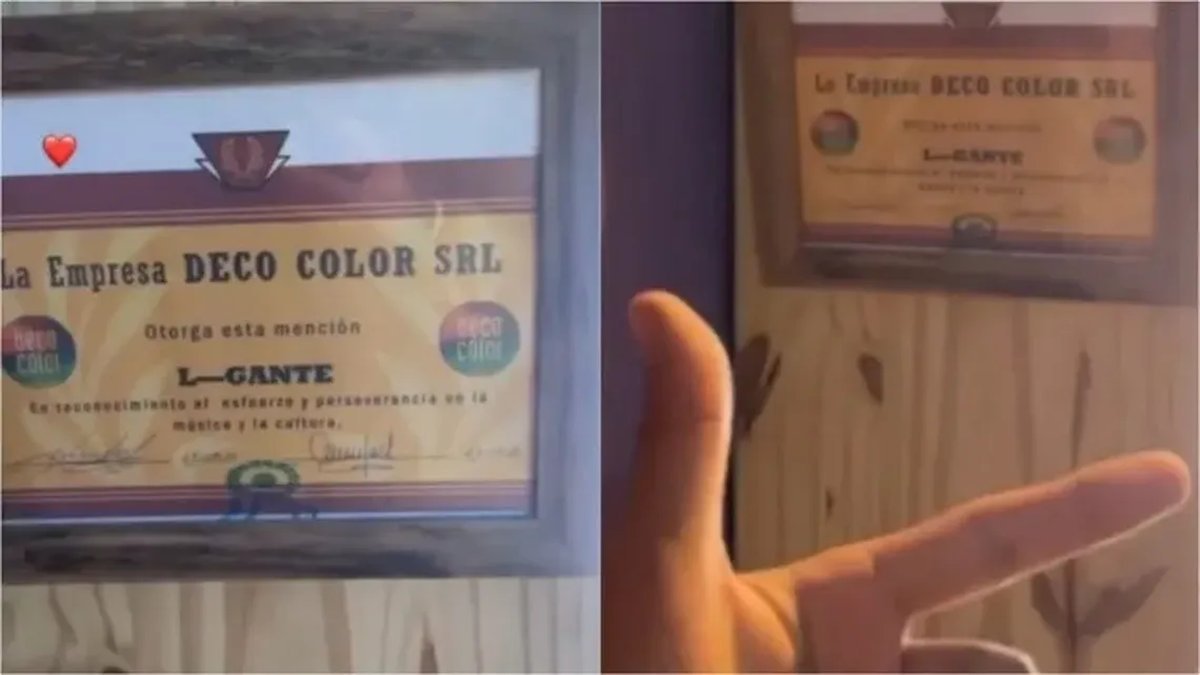 El reconocimiento que recibi&oacute; L-Gante por su carrera musical.