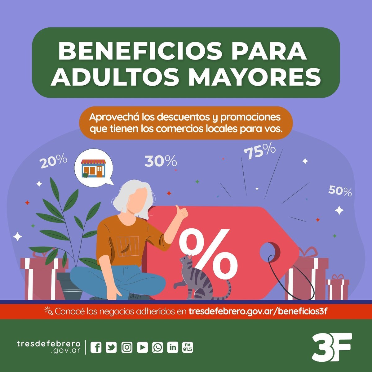 Beneficios para adultos mayores en Tres de Febrero.