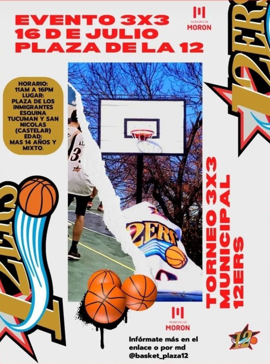 Flyer oficial del torneo de b&aacute;squet 3X3 en Castelar.