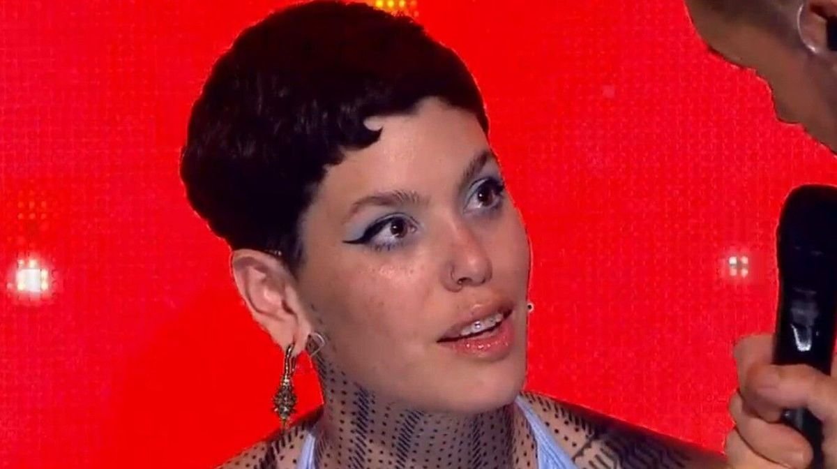 Ana Devin, la artista que le confes&oacute; su amor a L-Gante, en el programa de Marcelo Tinelli.