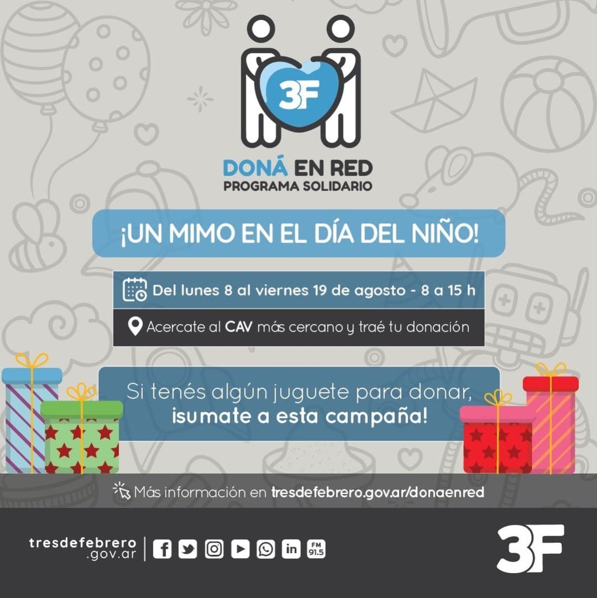 Flyer del Municipio de Tres de Febrero.