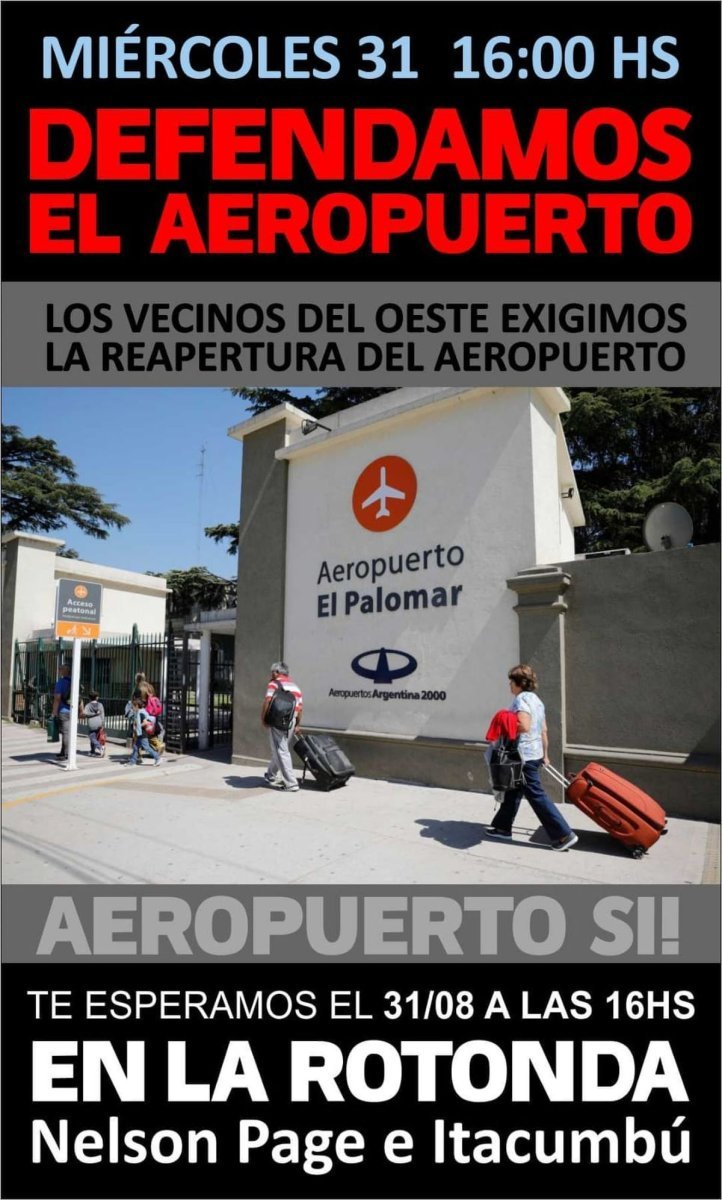 Convocatoria de los vecinos en defensa del Aeropuerto El Palomar.