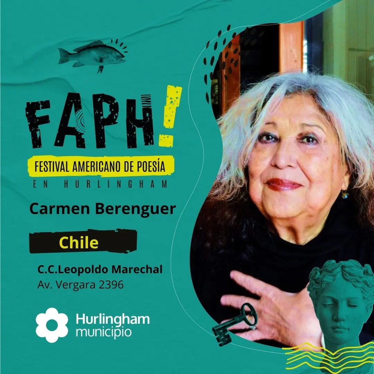 La poeta chilena Carmen Berenguer estar&aacute; presente en el Festival po&eacute;tico de Hurlingham.