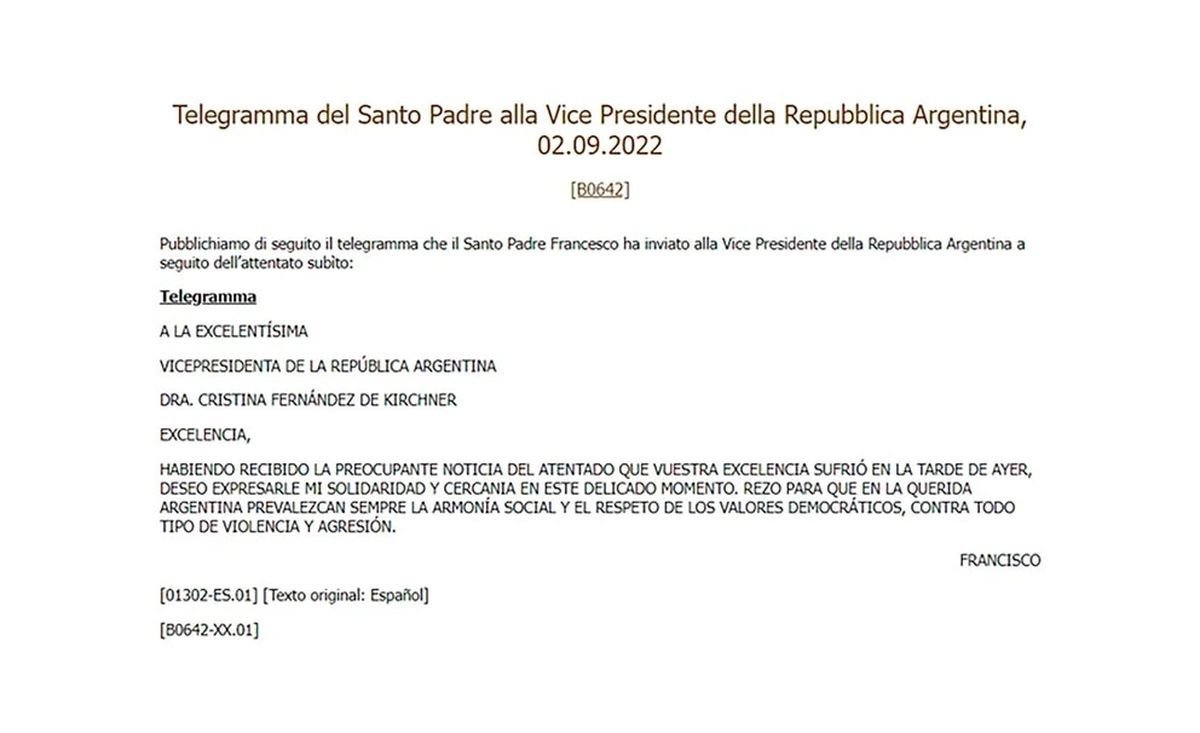 Cristina Fern&aacute;ndez recibi&oacute; el apoyo del Papa Francisco.