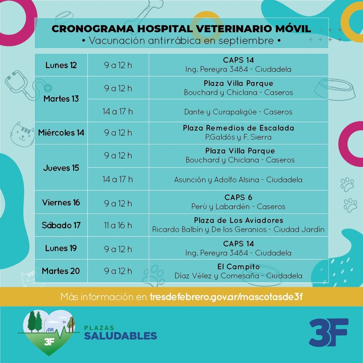 El Hospital Veterinario M&oacute;vil contin&uacute;a en Tres de Febrero.