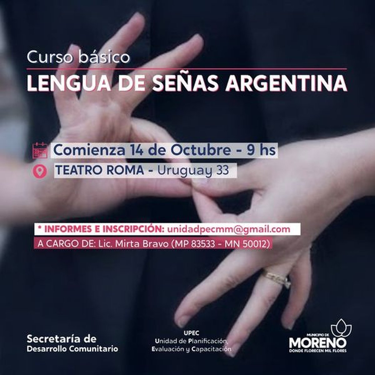 Flyer del Municipio de Moreno.
