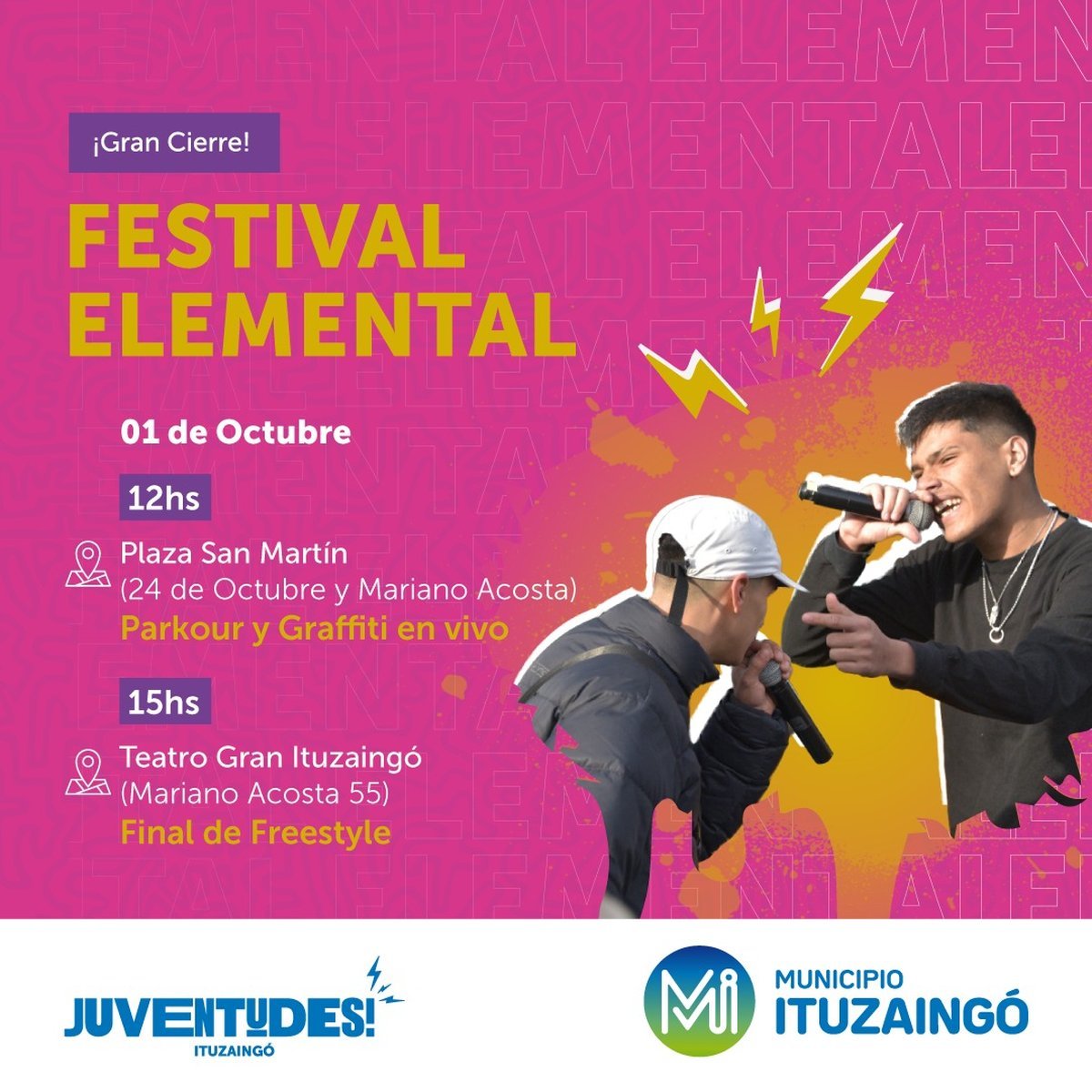 Se realizar&aacute; la final del Festival Urbano Elemental en Ituzaing&oacute;.