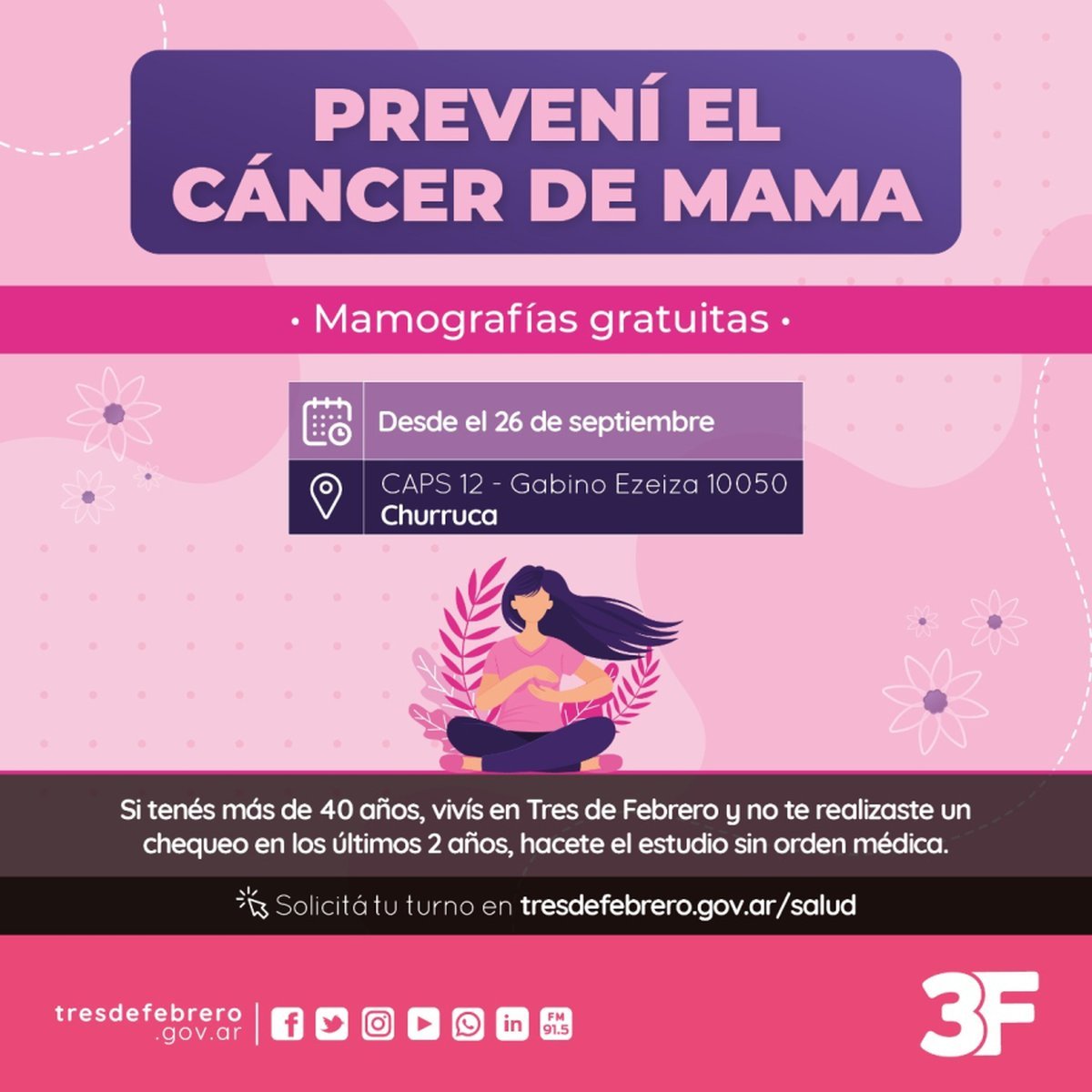 Se realizar&aacute;n mamograf&iacute;as gratuitas en Tres de Febrero.