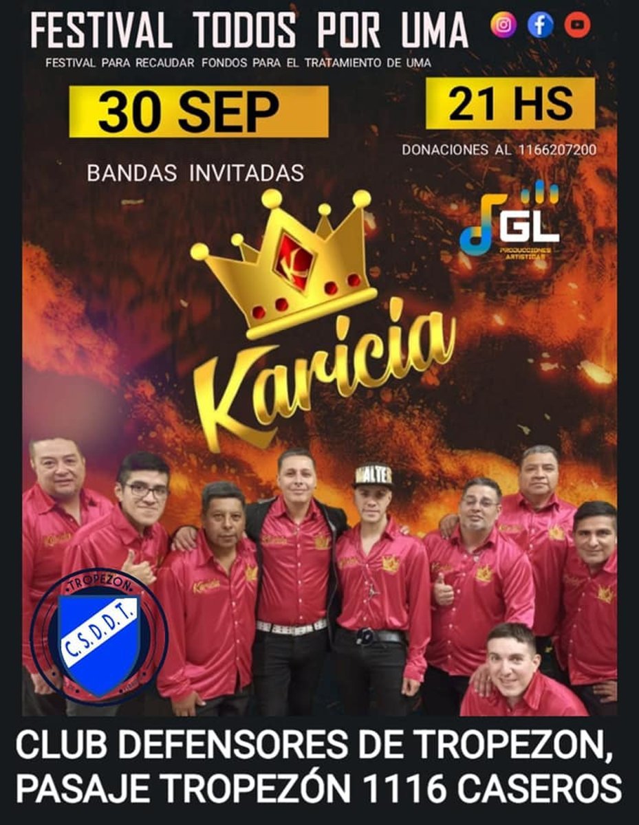 Grupo Karicia se presentar&aacute; en el festival solidario a beneficio de Uma.