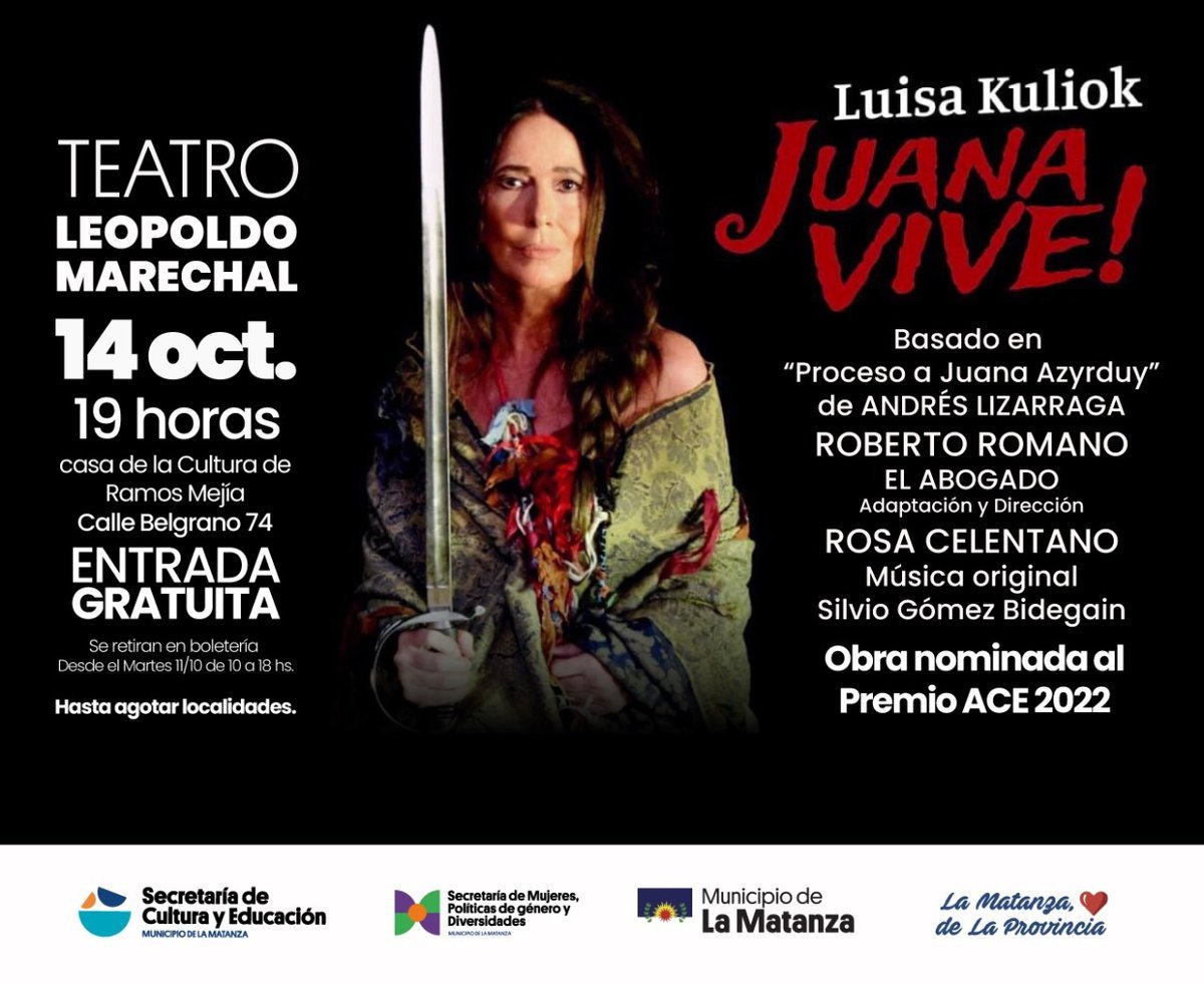 La actriz Luisa Kuliok se presentar&aacute; gratis en Ramos Mej&iacute;a.