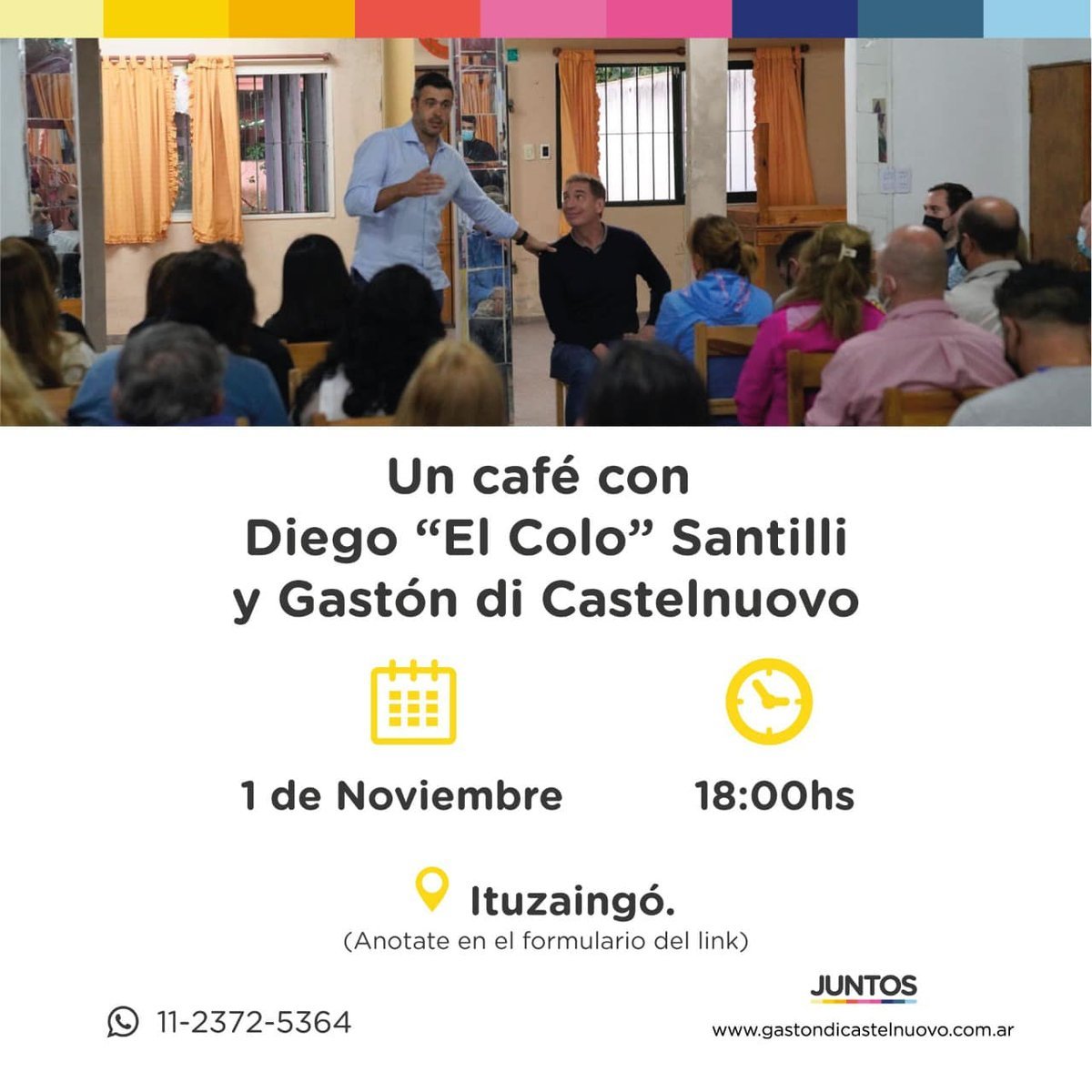 Diego Santilli tomar&aacute; un caf&eacute; con los vecinos de Ituzaing&oacute;.