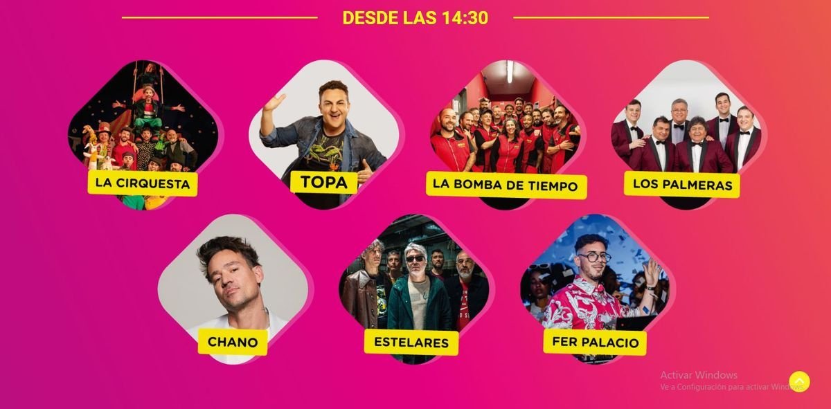 Chano, Topa , Los Palmeras, y otros artistas en el aniversario de La Plata.