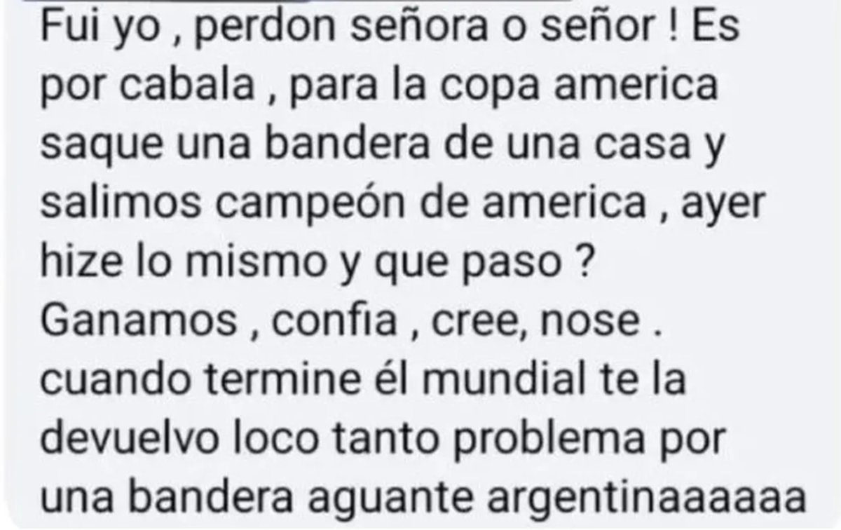 Respuesta del hombre que se rob&oacute; la bandera de la Selecci&oacute;n.