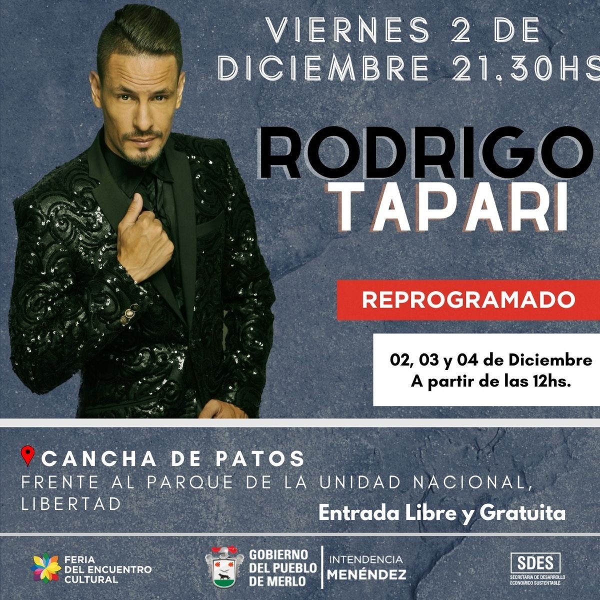 Rodrigo Tapari dar&aacute; un show en Merlo.