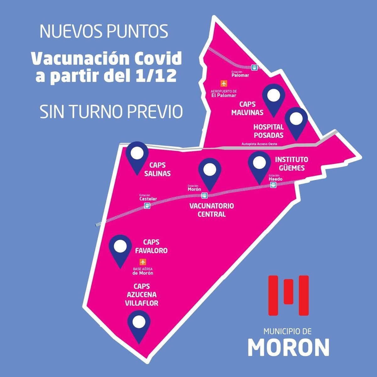 Vacunatorios en el partido de Mor&oacute;n. 