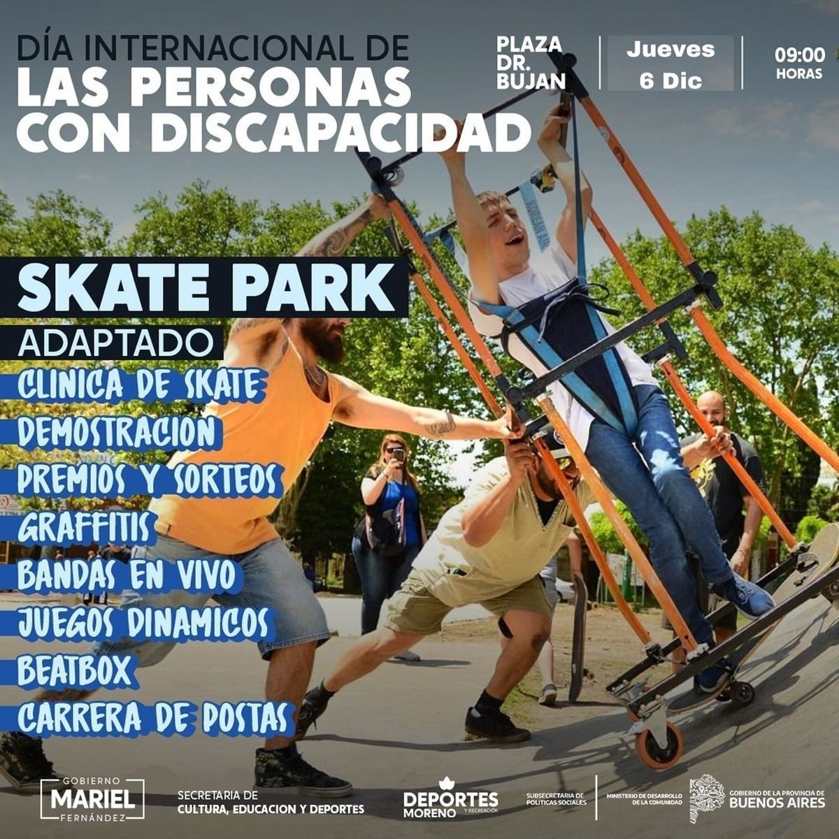 Moreno realizar&aacute; una jornada de skate adaptado.