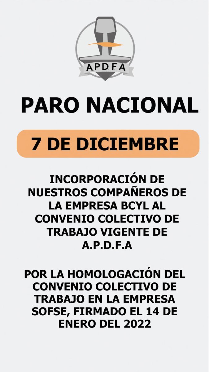 El comunicado de la A.P.D.F.A. sobre el paro nacional de trenes.