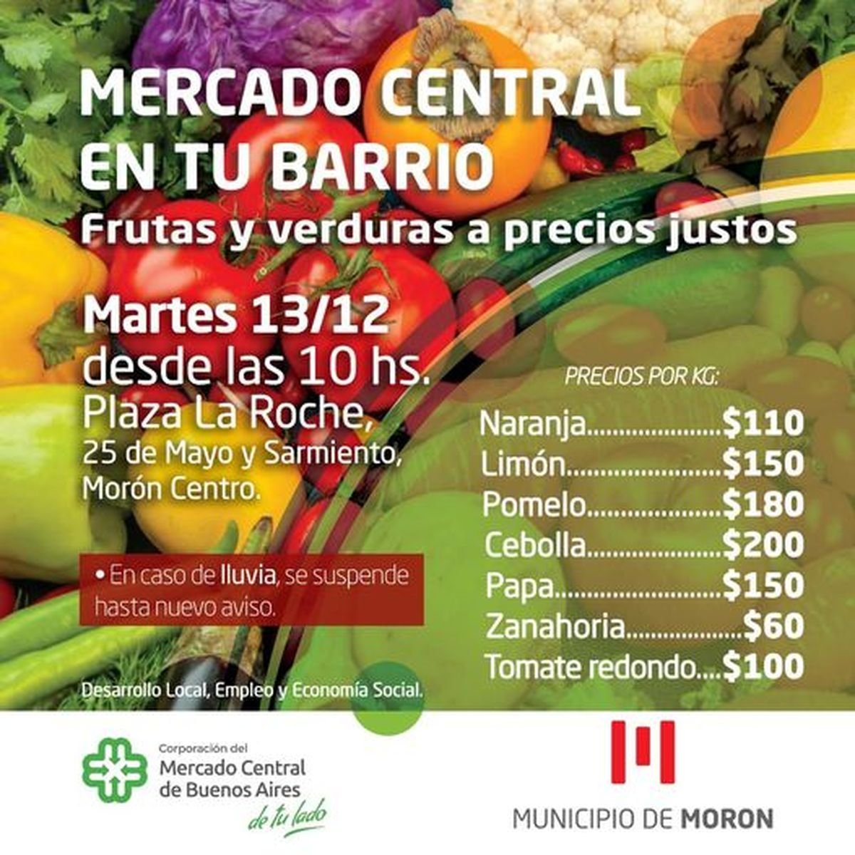 Nueva edici&oacute;n del mercado central en tu barrio en Mor&oacute;n.