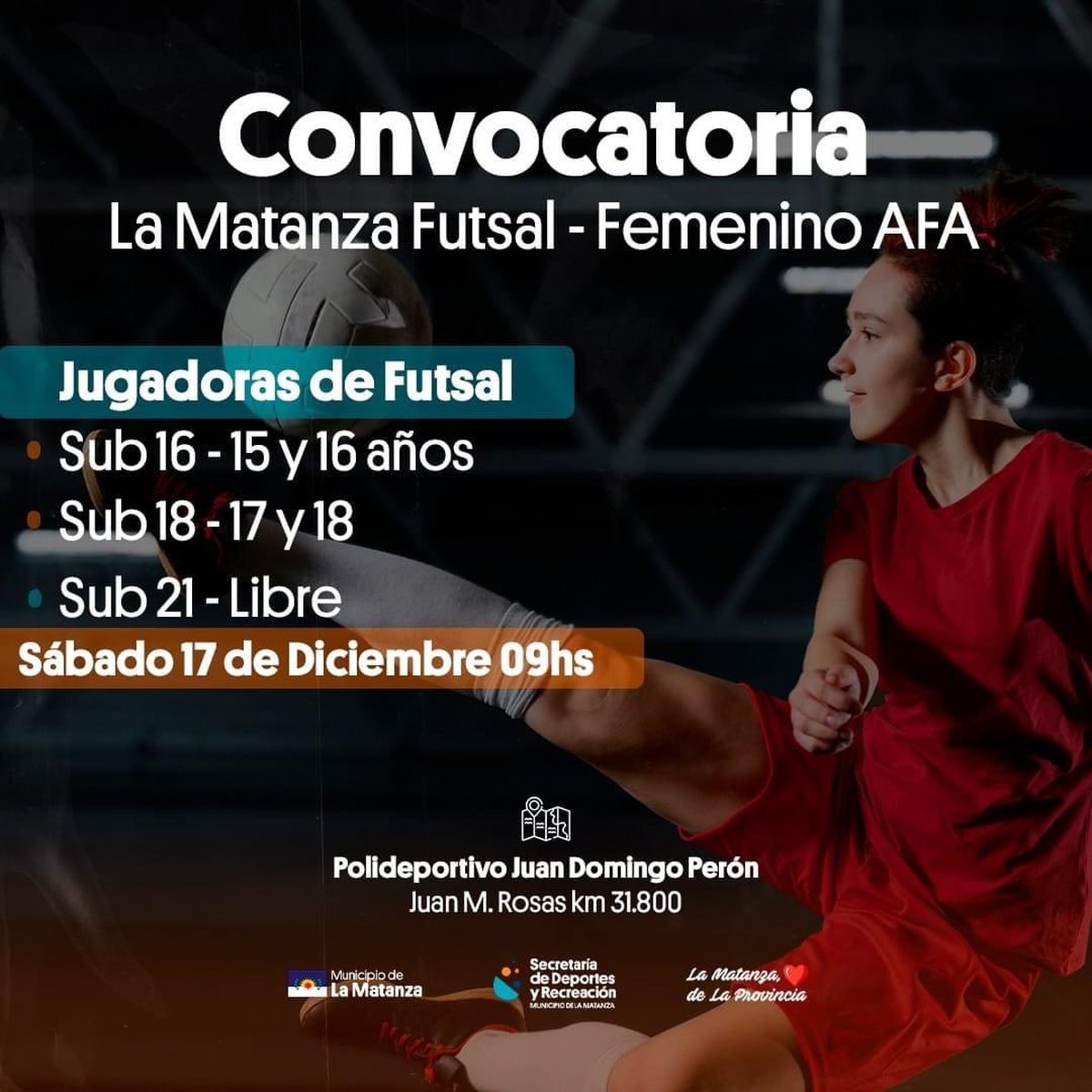 Pruebas de futsal femenino en La Matanza.