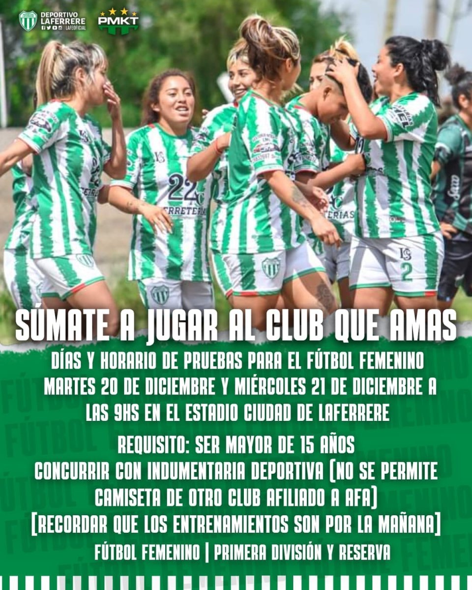 Prueba de jugadoras en Deportivo Laferrere.