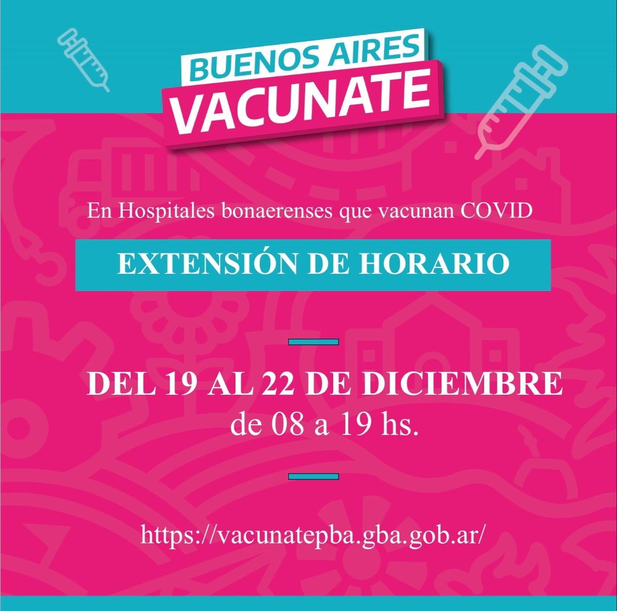 Extender&aacute;n el horario de vacunaci&oacute;n Covid-19 en hospitales.