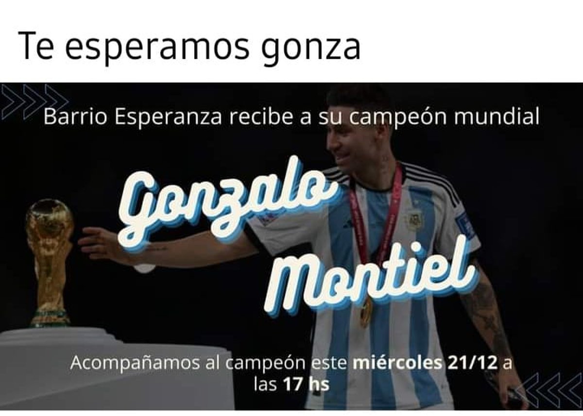 El flyer de Barrio Esperanza para recibir a Montiel en el Oeste.