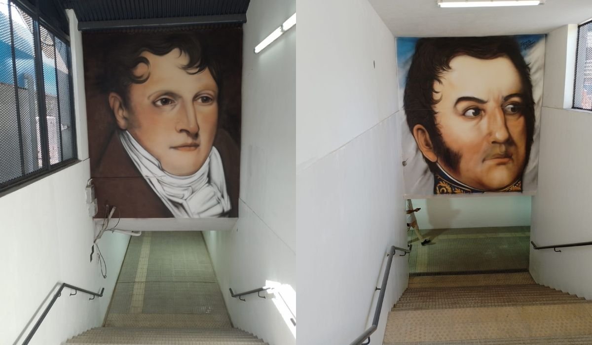 Los murales de Belgrano y San Mart&iacute;n en Ituzaing&oacute;.