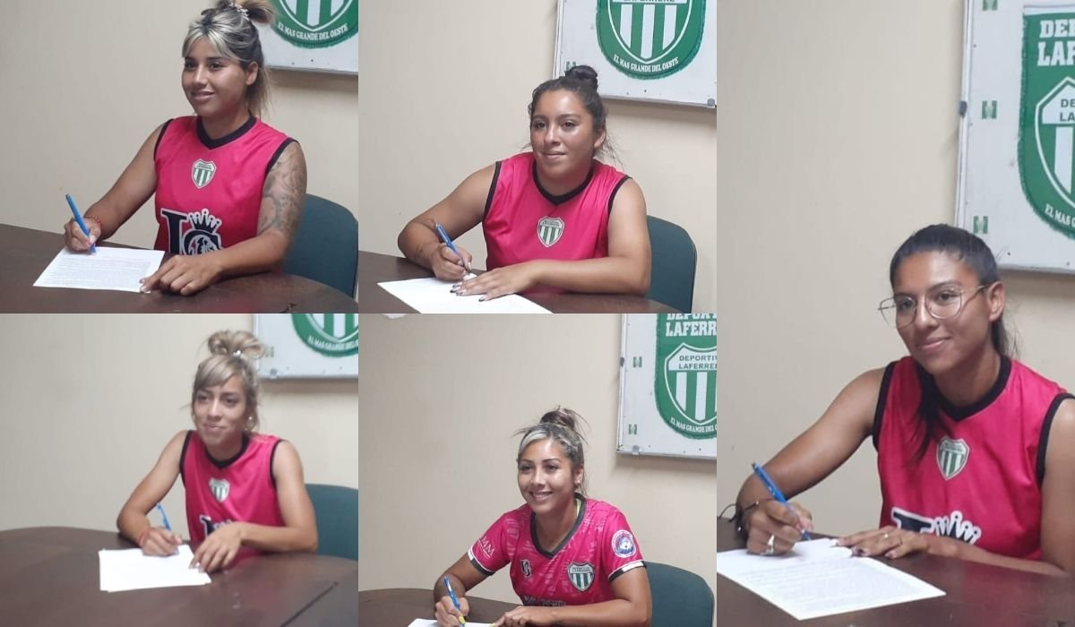 Las jugadoras de Laferrere que firmaron los primeros cinco contratos profesionales.