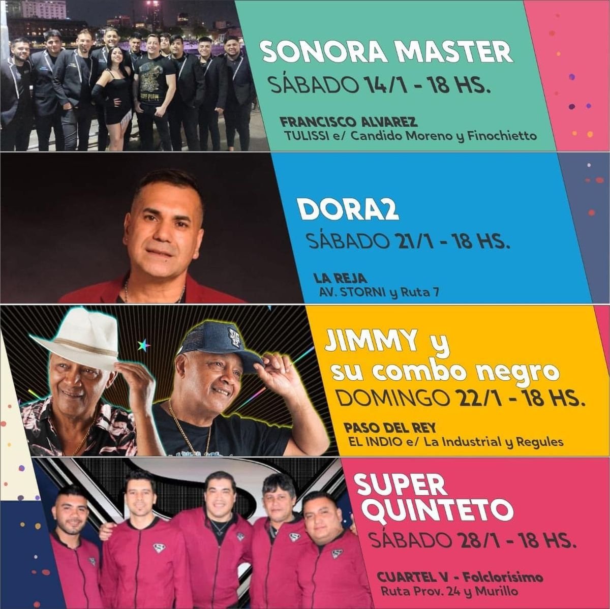 Las bandas que tocar&aacute;n por los carnavales en Moreno.